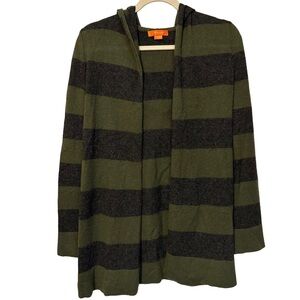 Christopher Fischer 100% Cashmere Hooded Cardigan Olive Stripe Luxe Boho Soft S